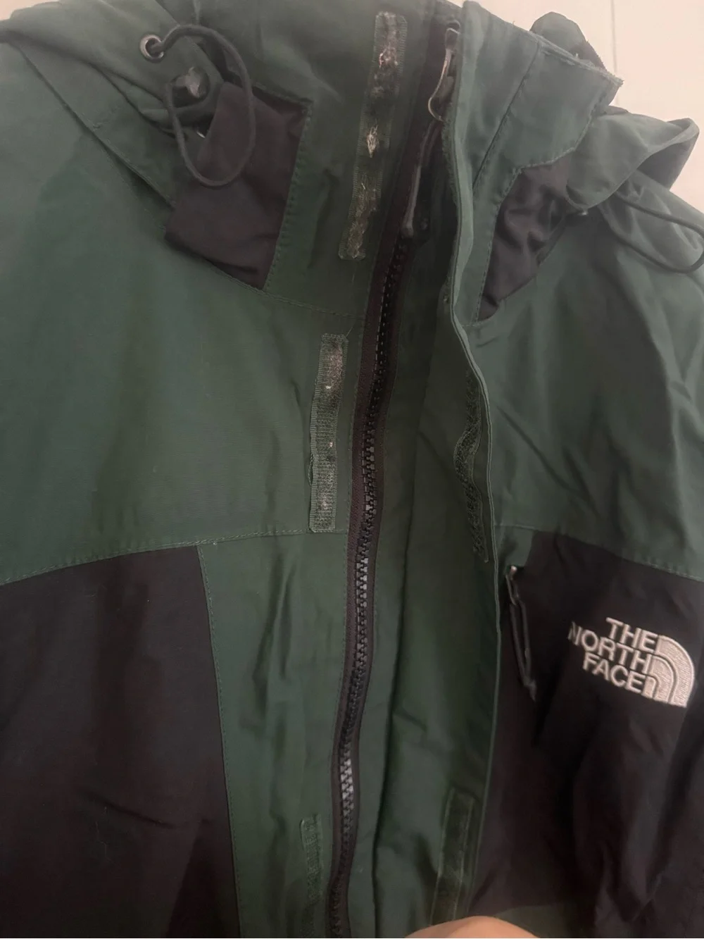 The North Face Green and Black Waterproof Hooded Shell Jacket